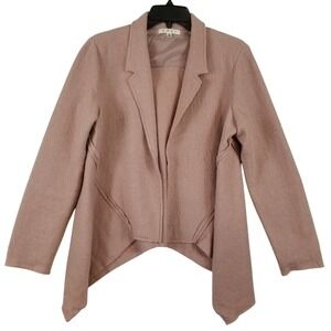 Cabi 528 Mauve Pink 100% Wool Draped Asymmetrical Open Front Jacket Women Medium